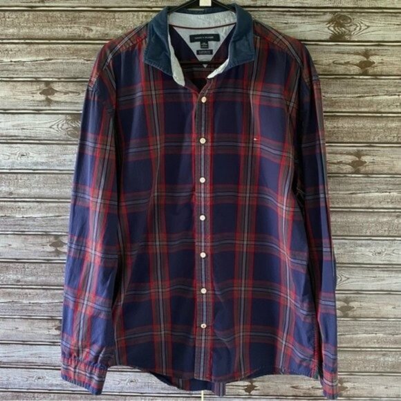 Tommy Hilfiger‎ Men's Plaid Long-Sleeved Button-Down Shirt Size XXL - Picture 1 of 9